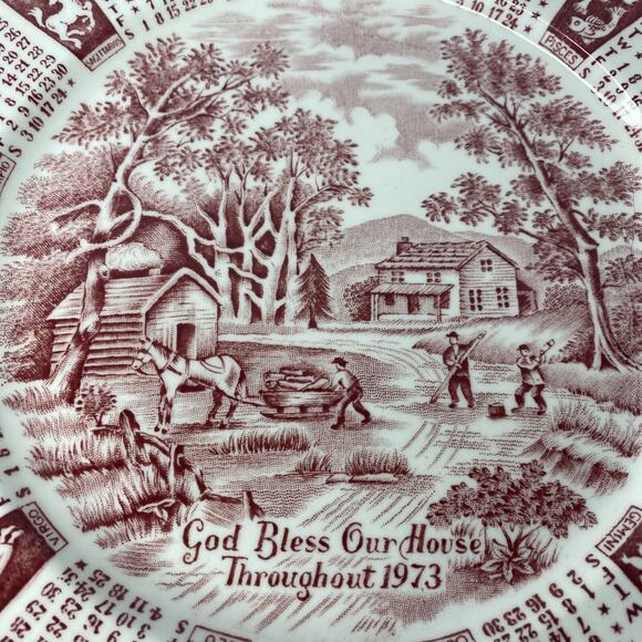 Alfred Meakin Staffordshire England 1973 Zodiac Calendar Plate 9 Inch - Picture 3 of 12